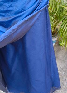 Elegant Strapless Blue Gown with Embellishments