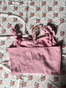 Cute Pink Ribbed Crop Top
