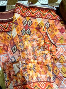 Vibrant Geometric Print Saree with blouse