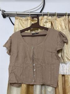 Chic Brown Button-Up Top