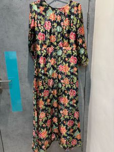 Silk Floral Anarkali Suit with Dupatta