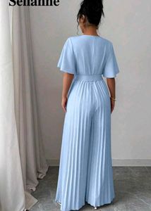 Shein Elegant Pleated Wide Leg Jumpsuit