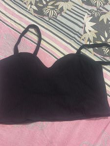 Black Ribbed Cropped Tank Top