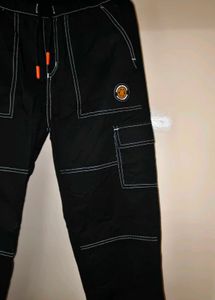 Black Cargo Pants with White Stitching