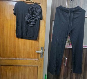 Chic Black Top and Pants Set