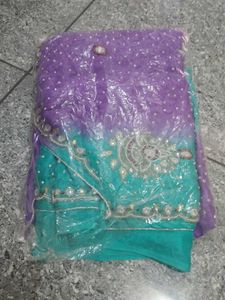 double side. saree with 2 colour  purple, see gree