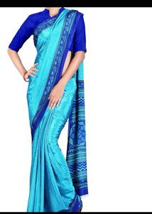 Elegant Blue Patterned Saree with blouse peice