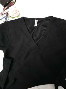 Chic Black Wrap Top