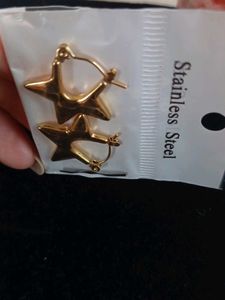 Golden Star Hoop Earrings
