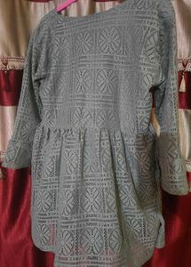 Elegant Grey Lace Kurta