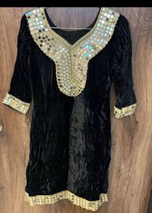 Elegant Velvet Kurti with Mirror Work