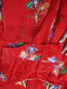 Vibrant Red Embroidered Lehenga Choli Set