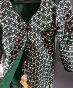 Embellished Emerald Green Blouse