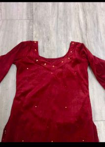 Elegant Red Velvet Kurta Set