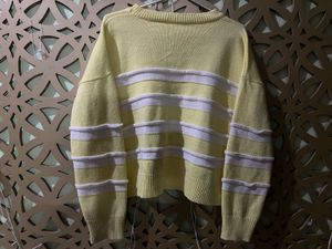 Cute Yellow &amp; White Striped Sweater