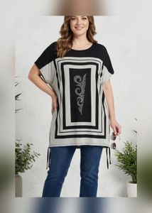 Stylish Black & Grey Embellished Tunic