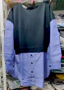 Chic Two-Tone Striped Tunic Top
