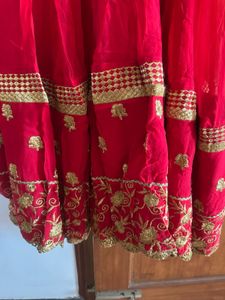 Red Anarkali Gown with Gold Embroidery