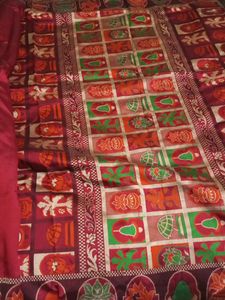 Vintage Embroidered marronish red saree