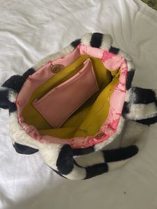 Fuzzy Checkered Shoulder Bag