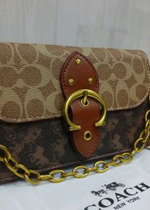 Coach Signature Monogram Crossbody Bag with dust c