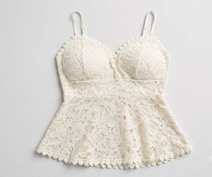 Cream Lace Peplum Camisole Top
