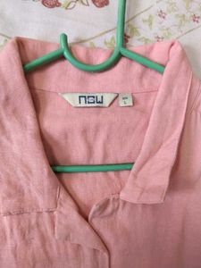 Chic Pink Short Sleeve Button-Up Top