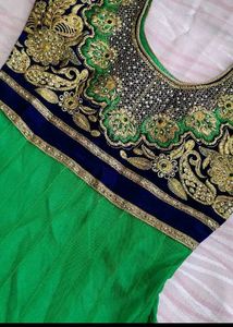Elegant Green Embellished Anarkali Dress
