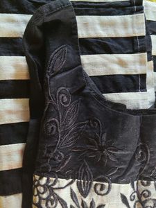 Elegant Black &amp; Pistachio Floral Kurta