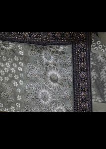 Elegant Grey Floral Embellished Saree