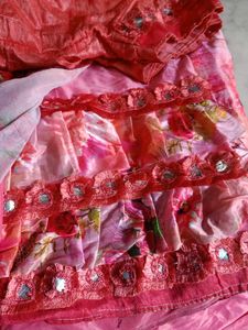 Pink Floral Saree with Blouse