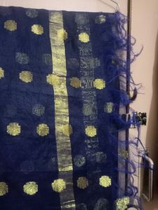 Dark Blue Colour Woven Floral Print Banarsi Dupatt
