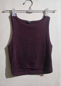 Maroon Ribbed Crop Top