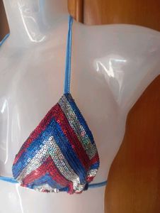 Sparkling Sequin Halter Bikini Top