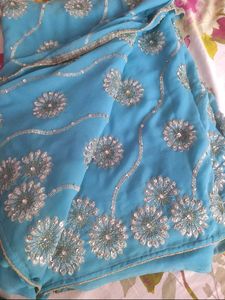 Blue party wear saree