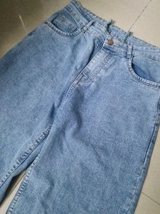 wide leg light blue jeans