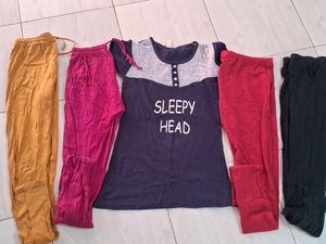 Daily Wear 4 Leggins And Night Dress Top