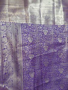 Exquisite Purple Silk Saree with Golden Weave