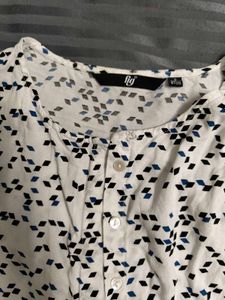 White Printed Full Sleeve Shirt