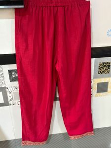 Fuchsia pink Kurta set with pants and dupatta