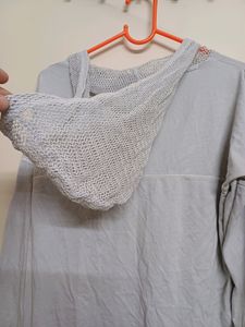 Sweatshirt With Netted Hoodie