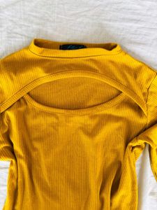 Mustard Cutout Long Sleeve Top