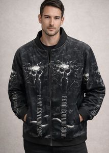 Unique Graphic Print Bomber Jacket