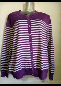 Cozy Striped Purple Cardigan