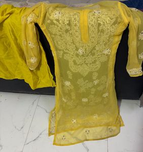 original mirror work Chikankari Kurta Set
