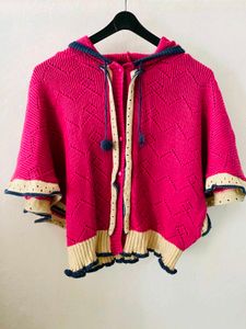 Pink Hooded Knit Cardigan