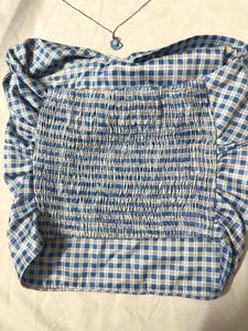 Blue Plaid Twist Top