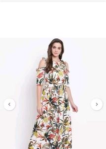 Beautiful Floral Cold Shoulder Maxi Dress