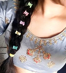 Embellished Grey Blouse with Sequins