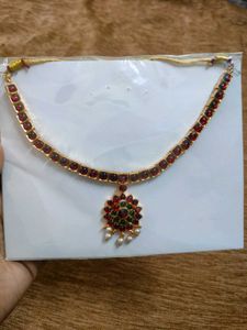 Traditional Indian Necklace with Red Stones